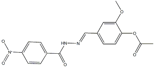 4-(2-{4-nitrobenzoyl}carbohydrazonoyl)-2-methoxyphenyl acetate 化学構造式