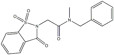 N-benzyl-2-(1,1-dioxido-3-oxo-1,2-benzisothiazol-2(3H)-yl)-N-methylacetamide 化学構造式