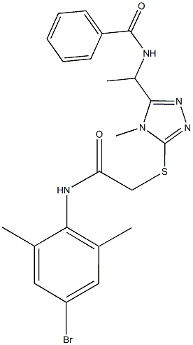 N-[1-(5-{[2-(4-bromo-2,6-dimethylanilino)-2-oxoethyl]sulfanyl}-4-methyl-4H-1,2,4-triazol-3-yl)ethyl]benzamide Struktur