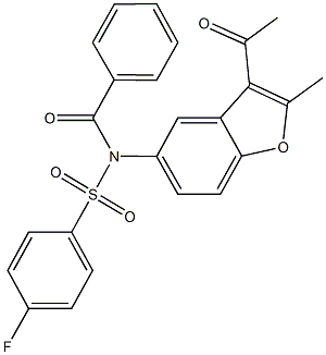 N-(3-acetyl-2-methyl-1-benzofuran-5-yl)-N-benzoyl-4-fluorobenzenesulfonamide Structure