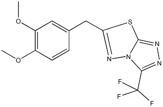 6-(3,4-dimethoxybenzyl)-3-(trifluoromethyl)[1,2,4]triazolo[3,4-b][1,3,4]thiadiazole 化学構造式