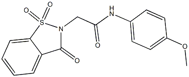 2-(1,1-dioxido-3-oxo-1,2-benzisothiazol-2(3H)-yl)-N-(4-methoxyphenyl)acetamide 化学構造式