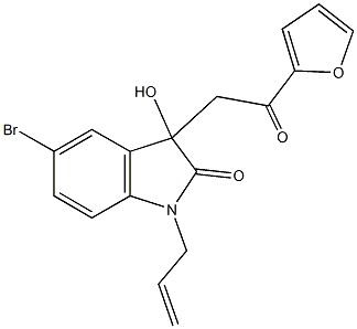 1-allyl-5-bromo-3-[2-(2-furyl)-2-oxoethyl]-3-hydroxy-1,3-dihydro-2H-indol-2-one Structure