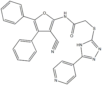 N-(3-cyano-4,5-diphenyl-2-furyl)-2-{[5-(4-pyridinyl)-4H-1,2,4-triazol-3-yl]sulfanyl}acetamide Struktur