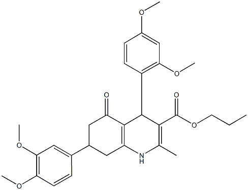 propyl 4-(2,4-dimethoxyphenyl)-7-(3,4-dimethoxyphenyl)-2-methyl-5-oxo-1,4,5,6,7,8-hexahydro-3-quinolinecarboxylate Structure