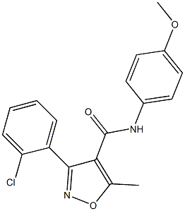 3-(2-chlorophenyl)-N-(4-methoxyphenyl)-5-methyl-4-isoxazolecarboxamide,,结构式