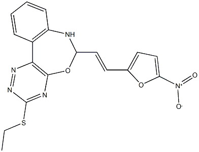 3-(ethylsulfanyl)-6-(2-{5-nitro-2-furyl}vinyl)-6,7-dihydro[1,2,4]triazino[5,6-d][3,1]benzoxazepine Structure