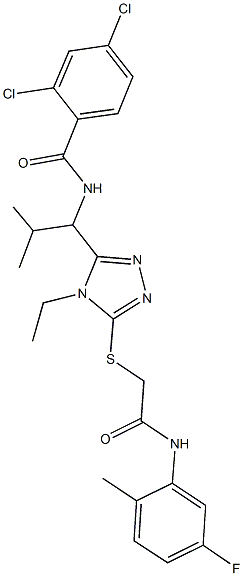2,4-dichloro-N-[1-(4-ethyl-5-{[2-(5-fluoro-2-methylanilino)-2-oxoethyl]sulfanyl}-4H-1,2,4-triazol-3-yl)-2-methylpropyl]benzamide Structure