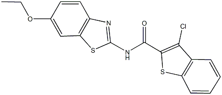 3-chloro-N-(6-ethoxy-1,3-benzothiazol-2-yl)-1-benzothiophene-2-carboxamide 结构式