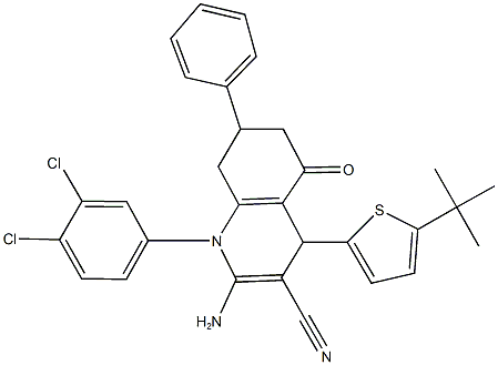 2-amino-4-(5-tert-butylthien-2-yl)-1-(3,4-dichlorophenyl)-5-oxo-7-phenyl-1,4,5,6,7,8-hexahydroquinoline-3-carbonitrile|