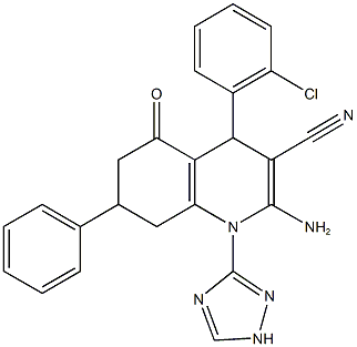 2-amino-4-(2-chlorophenyl)-5-oxo-7-phenyl-1-(1H-1,2,4-triazol-3-yl)-1,4,5,6,7,8-hexahydro-3-quinolinecarbonitrile