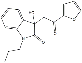 3-[2-(2-furyl)-2-oxoethyl]-3-hydroxy-1-propyl-1,3-dihydro-2H-indol-2-one 化学構造式