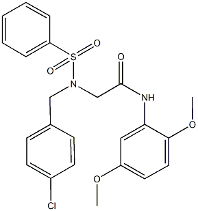 N-[2,5-bis(methyloxy)phenyl]-2-[[(4-chlorophenyl)methyl](phenylsulfonyl)amino]acetamide Struktur