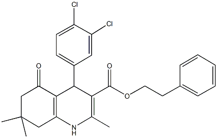 2-phenylethyl 4-(3,4-dichlorophenyl)-2,7,7-trimethyl-5-oxo-1,4,5,6,7,8-hexahydro-3-quinolinecarboxylate Struktur