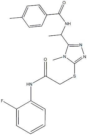 N-[1-(5-{[2-(2-fluoroanilino)-2-oxoethyl]sulfanyl}-4-methyl-4H-1,2,4-triazol-3-yl)ethyl]-4-methylbenzamide Struktur