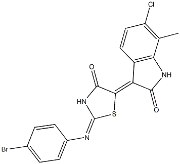 3-{2-[(4-bromophenyl)imino]-4-oxo-1,3-thiazolidin-5-ylidene}-6-chloro-7-methyl-1,3-dihydro-2H-indol-2-one