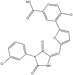 4-chloro-3-(5-{[1-(3-chlorophenyl)-2,5-dioxo-4-imidazolidinylidene]methyl}-2-furyl)benzoic acid
