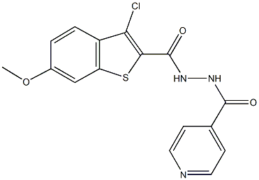3-chloro-N'-isonicotinoyl-6-methoxy-1-benzothiophene-2-carbohydrazide 结构式