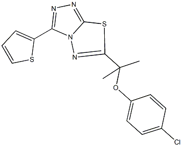 4-chlorophenyl 1-methyl-1-[3-(2-thienyl)[1,2,4]triazolo[3,4-b][1,3,4]thiadiazol-6-yl]ethyl ether,,结构式