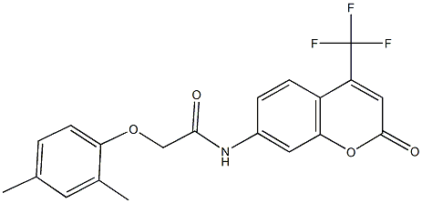 2-(2,4-dimethylphenoxy)-N-[2-oxo-4-(trifluoromethyl)-2H-chromen-7-yl]acetamide,,结构式