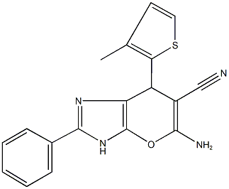 5-amino-7-(3-methyl-2-thienyl)-2-phenyl-3,7-dihydropyrano[2,3-d]imidazole-6-carbonitrile Structure