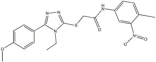 2-{[4-ethyl-5-(4-methoxyphenyl)-4H-1,2,4-triazol-3-yl]sulfanyl}-N-{3-nitro-4-methylphenyl}acetamide Struktur