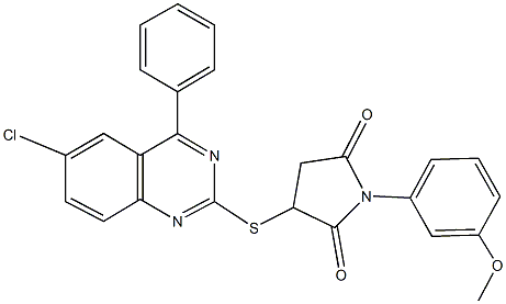 3-[(6-chloro-4-phenyl-2-quinazolinyl)sulfanyl]-1-(3-methoxyphenyl)-2,5-pyrrolidinedione 化学構造式