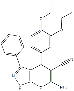 6-amino-4-[3,4-bis(ethyloxy)phenyl]-3-phenyl-1,4-dihydropyrano[2,3-c]pyrazole-5-carbonitrile|