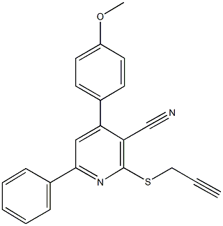 4-(4-methoxyphenyl)-6-phenyl-2-(2-propynylsulfanyl)nicotinonitrile 化学構造式