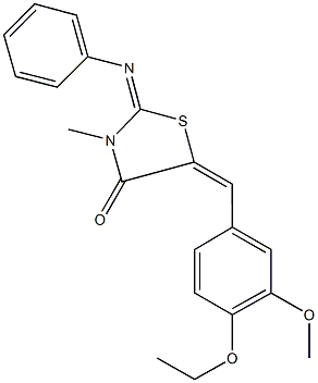 5-(4-ethoxy-3-methoxybenzylidene)-3-methyl-2-(phenylimino)-1,3-thiazolidin-4-one Structure