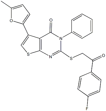 2-{[2-(4-fluorophenyl)-2-oxoethyl]sulfanyl}-5-(5-methyl-2-furyl)-3-phenylthieno[2,3-d]pyrimidin-4(3H)-one,,结构式