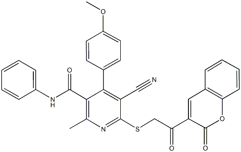 5-cyano-4-(4-methoxyphenyl)-2-methyl-6-{[2-oxo-2-(2-oxo-2H-chromen-3-yl)ethyl]sulfanyl}-N-phenylnicotinamide