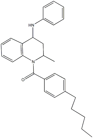 N-[2-methyl-1-(4-pentylbenzoyl)-1,2,3,4-tetrahydro-4-quinolinyl]-N-phenylamine,,结构式