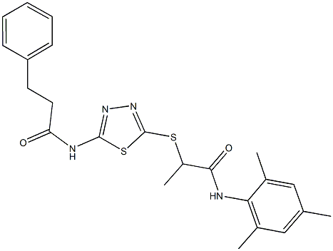 N-mesityl-2-({5-[(3-phenylpropanoyl)amino]-1,3,4-thiadiazol-2-yl}sulfanyl)propanamide Structure