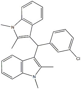 3-[(3-chlorophenyl)(1,2-dimethyl-1H-indol-3-yl)methyl]-1,2-dimethyl-1H-indole,,结构式