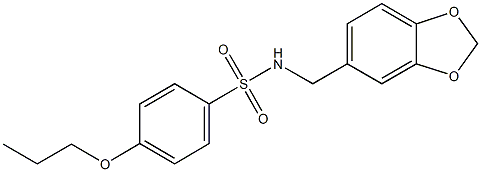 N-(1,3-benzodioxol-5-ylmethyl)-4-propoxybenzenesulfonamide,,结构式