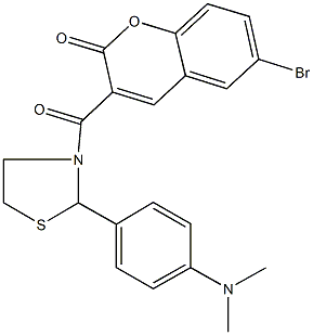 6-bromo-3-({2-[4-(dimethylamino)phenyl]-1,3-thiazolidin-3-yl}carbonyl)-2H-chromen-2-one Structure