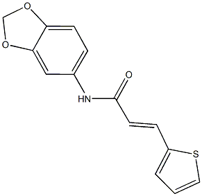 N-(1,3-benzodioxol-5-yl)-3-(2-thienyl)acrylamide,,结构式