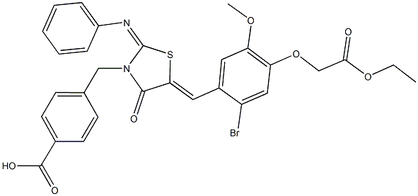 4-{[5-[2-bromo-4-(2-ethoxy-2-oxoethoxy)-5-methoxybenzylidene]-4-oxo-2-(phenylimino)-1,3-thiazolidin-3-yl]methyl}benzoic acid