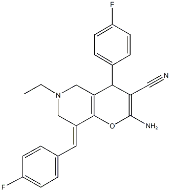  2-amino-6-ethyl-8-(4-fluorobenzylidene)-4-(4-fluorophenyl)-5,6,7,8-tetrahydro-4H-pyrano[3,2-c]pyridine-3-carbonitrile