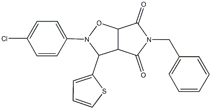 5-benzyl-2-(4-chlorophenyl)-3-(2-thienyl)dihydro-2H-pyrrolo[3,4-d]isoxazole-4,6(3H,5H)-dione 结构式