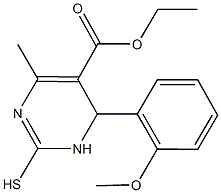 ethyl 6-(2-methoxyphenyl)-4-methyl-2-sulfanyl-1,6-dihydro-5-pyrimidinecarboxylate,,结构式