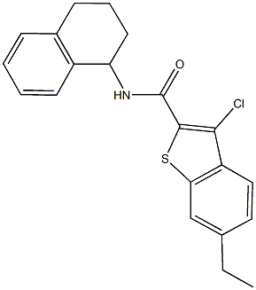 3-chloro-6-ethyl-N-(1,2,3,4-tetrahydro-1-naphthalenyl)-1-benzothiophene-2-carboxamide 结构式
