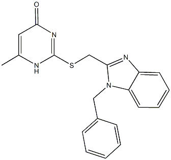 2-{[(1-benzyl-1H-benzimidazol-2-yl)methyl]sulfanyl}-6-methyl-4(1H)-pyrimidinone Structure