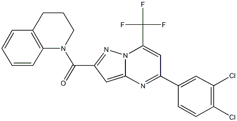 1-{[5-(3,4-dichlorophenyl)-7-(trifluoromethyl)pyrazolo[1,5-a]pyrimidin-2-yl]carbonyl}-1,2,3,4-tetrahydroquinoline,,结构式