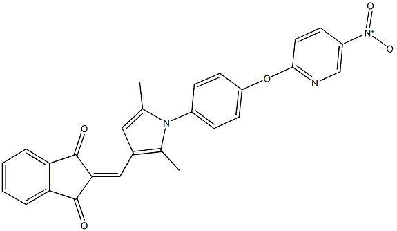 2-({1-[4-({5-nitropyridin-2-yl}oxy)phenyl]-2,5-dimethyl-1H-pyrrol-3-yl}methylene)-1H-indene-1,3(2H)-dione Structure