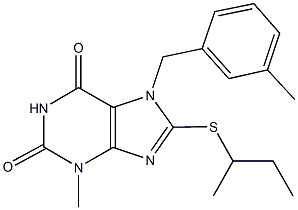 8-(sec-butylsulfanyl)-3-methyl-7-(3-methylbenzyl)-3,7-dihydro-1H-purine-2,6-dione Struktur