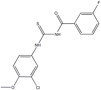 N-(3-chloro-4-methoxyphenyl)-N'-(3-fluorobenzoyl)thiourea Struktur