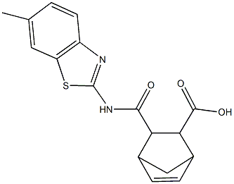 3-{[(6-methyl-1,3-benzothiazol-2-yl)amino]carbonyl}bicyclo[2.2.1]hept-5-ene-2-carboxylic acid 结构式
