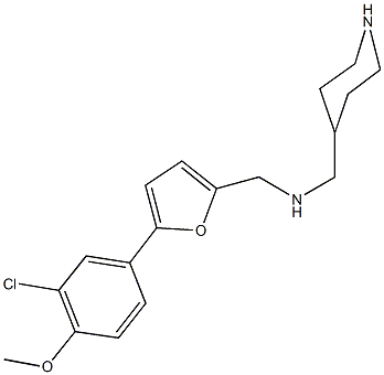 N-{[5-(3-chloro-4-methoxyphenyl)-2-furyl]methyl}-N-(4-piperidinylmethyl)amine,,结构式